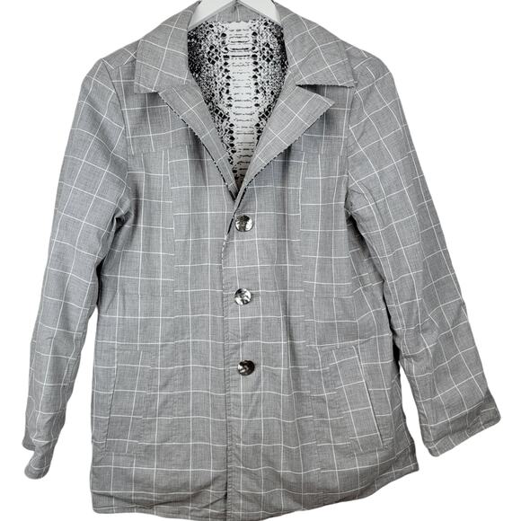 Snakeskin Print Reversible with Gray Windowpane Plaid Weather Resistant Jacket - Picture 4 of 6